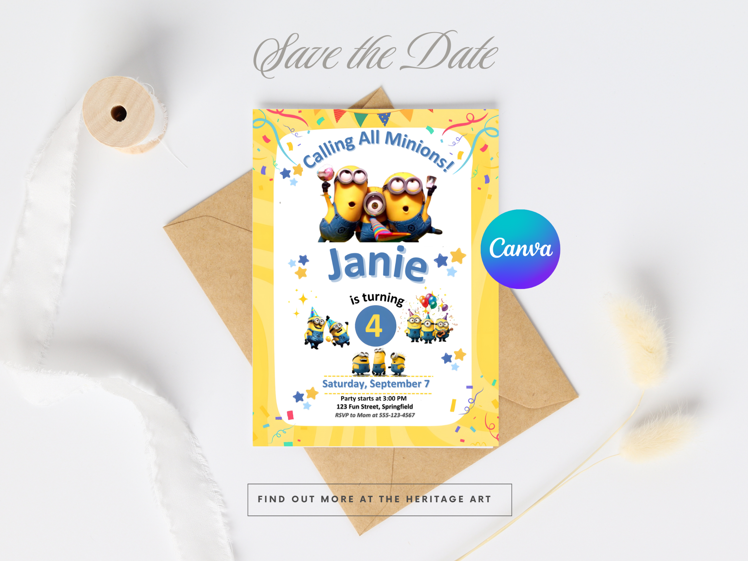 Minions Birthday Invitation Template | Editable Canva Design